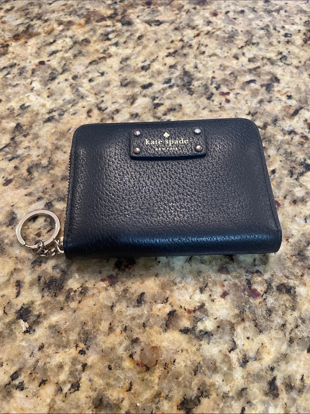 kate spade Black Pebbled Leather Key & Card Holder with Keyring
